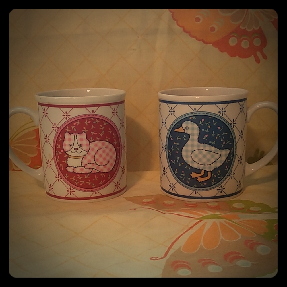 Cat and Duck Mugs